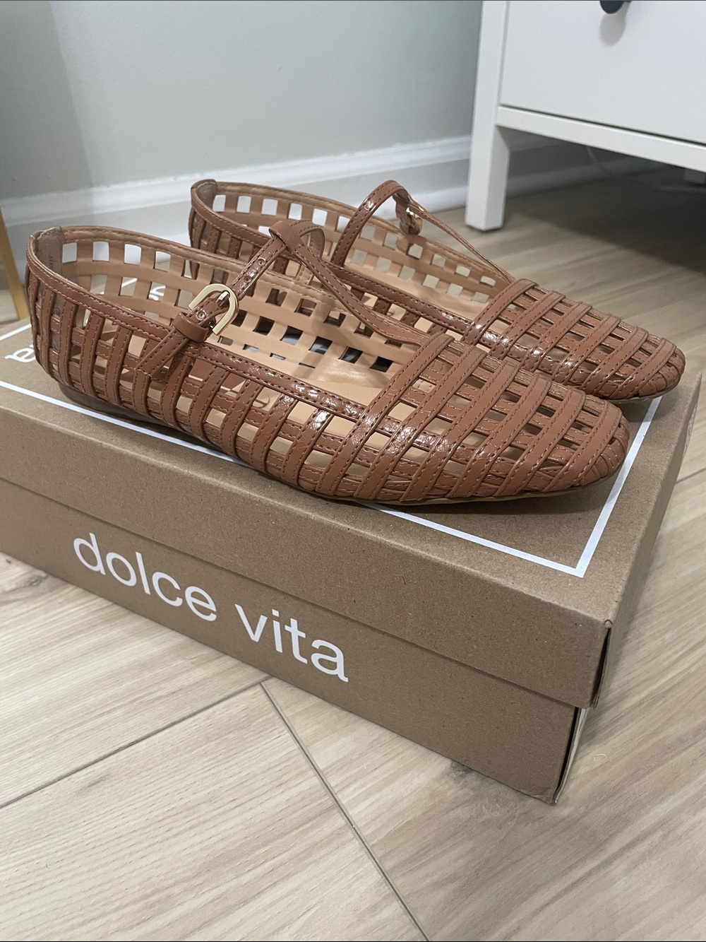 Dolce Vita Tan Colored Woven Mary Jane Flats - Picture 2 of 6